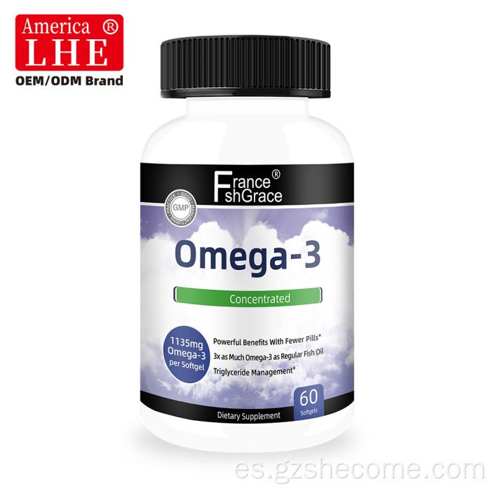 Shecome Omega 3 Aceite de pescado Cápsulas blandas Salud del corazón y el cerebro